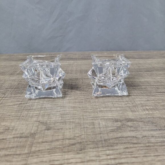 Clear Glass Taper Candleholders; Set of 2‎ - Picture 1 of 9